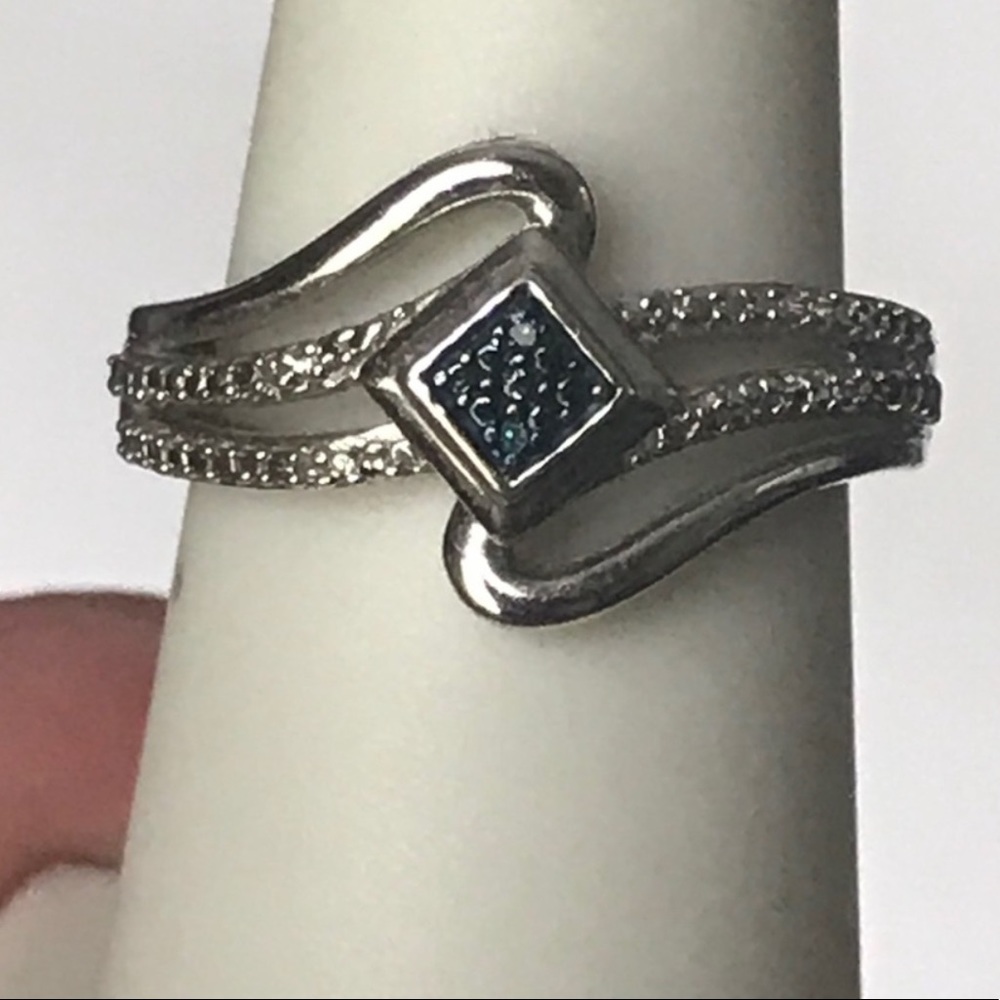Blue Diamond and silver ring.